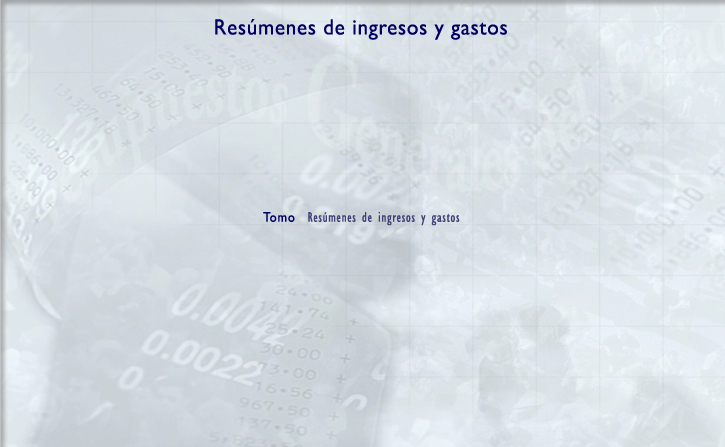 Resmenes de ingresos y gastos. Tomos